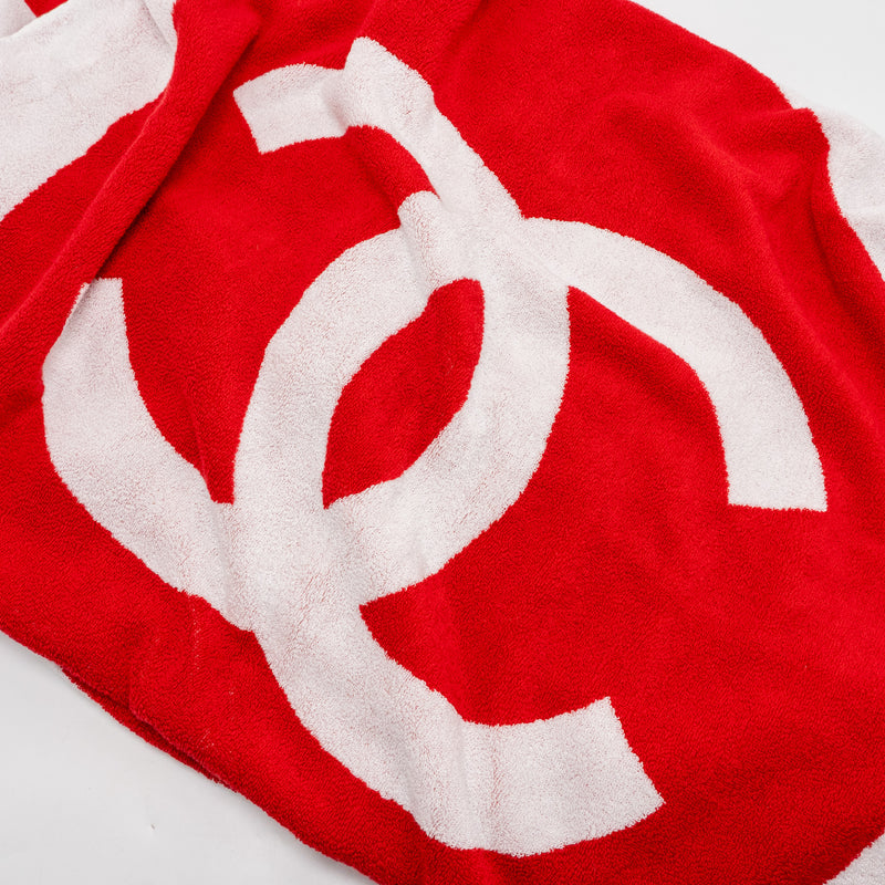 Chanel Bath Towel Cotton White/Red