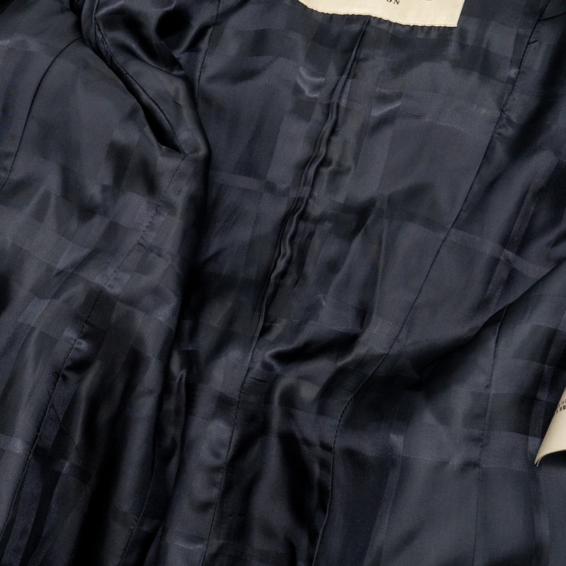 Burberry Size UK12 Detailed Button Trench Coat Virgin Wool/Cashmere Dark Blue