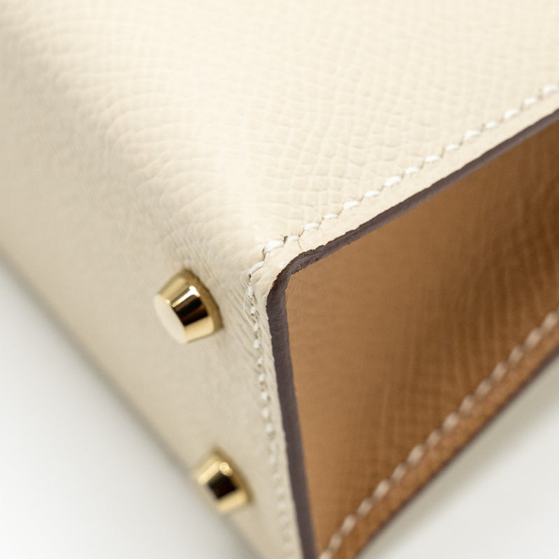 Hermes Mini Kelly II Epsom Craie/Biscuit LGHW Stamp W