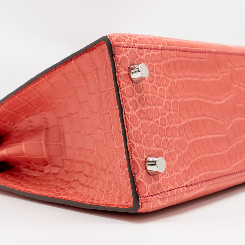 Hermes Kelly 25 Matt Crocodile Porous Bougainvillier SHW Stamp A