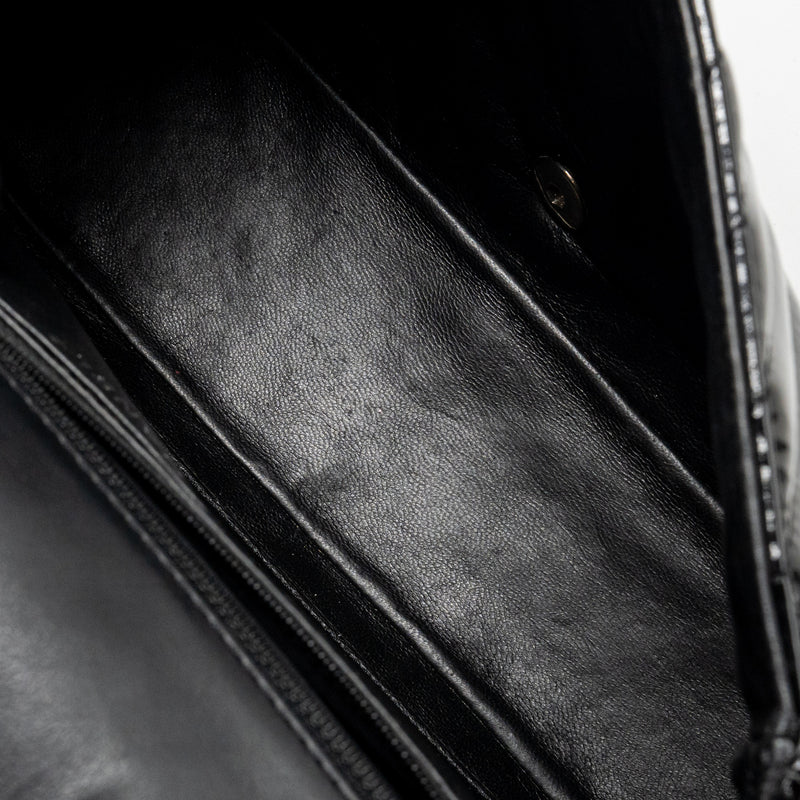 Chanel chevron jumbo single flap bag patent black SHW