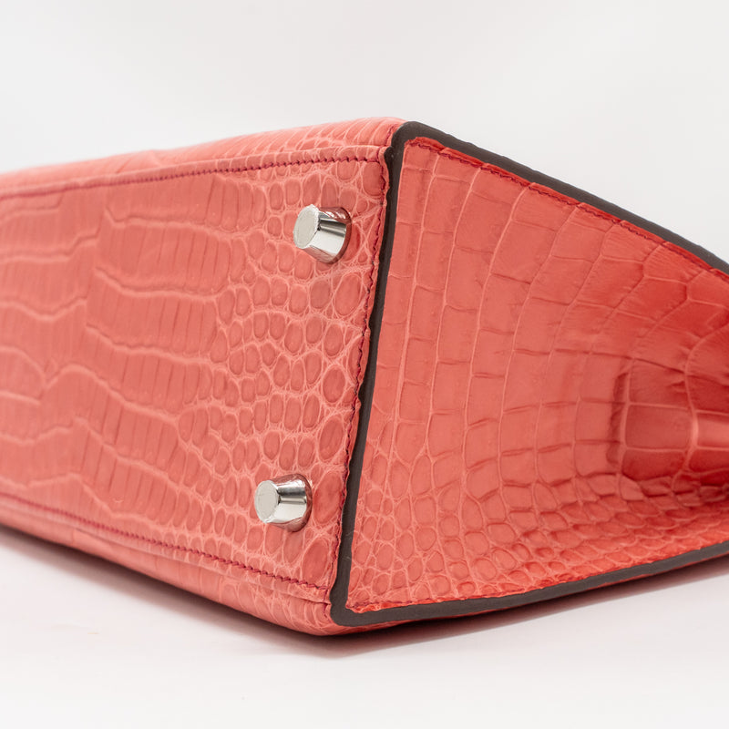 Hermes Kelly 25 Matt Crocodile Porous Bougainvillier SHW Stamp A