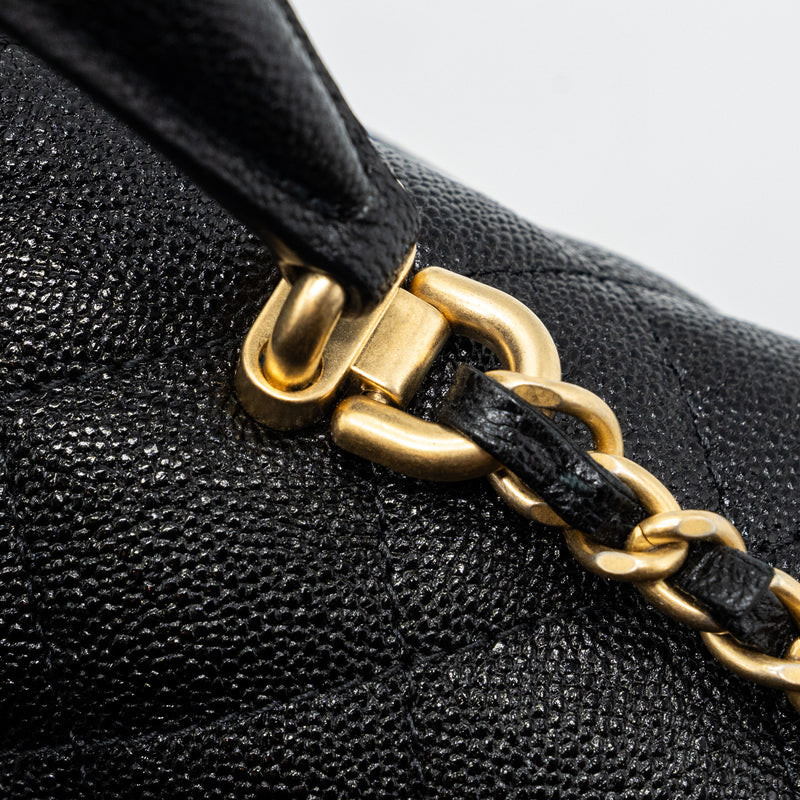 Chanel top handle mini rectangular flap bag caviar black GHW