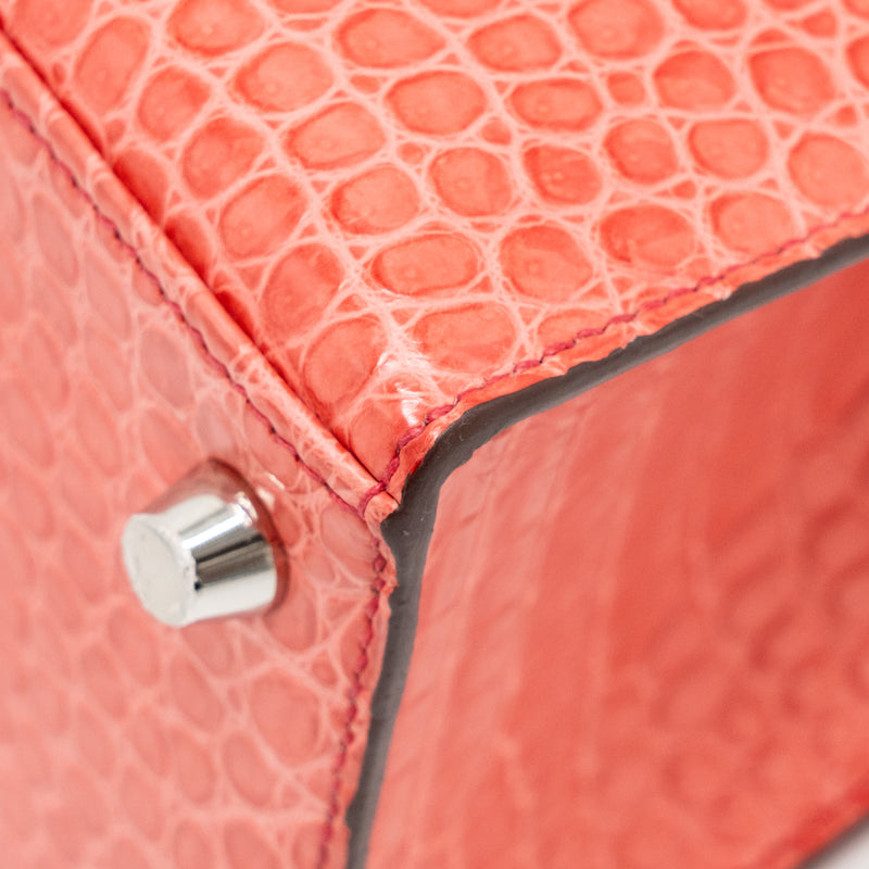 Hermes Kelly 25 Matt Crocodile Porous Bougainvillier SHW Stamp A