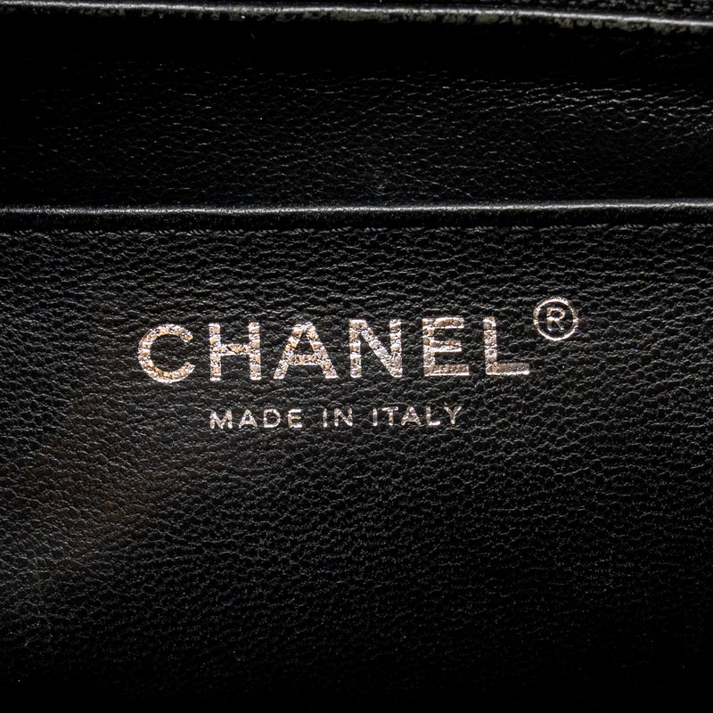 Chanel chevron jumbo single flap bag patent black SHW