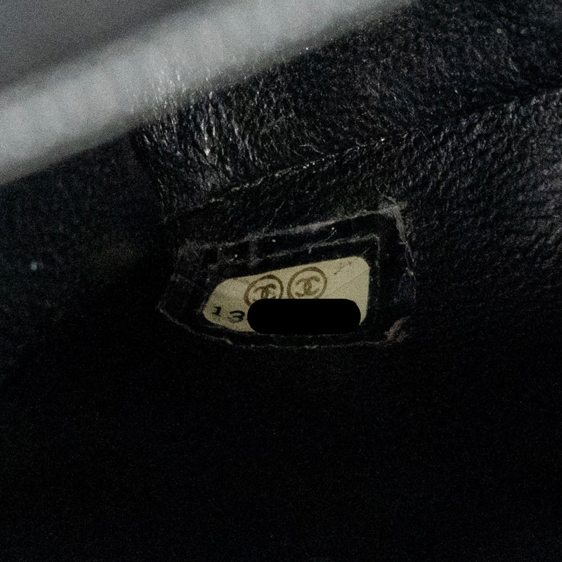 Chanel chevron jumbo single flap bag patent black SHW