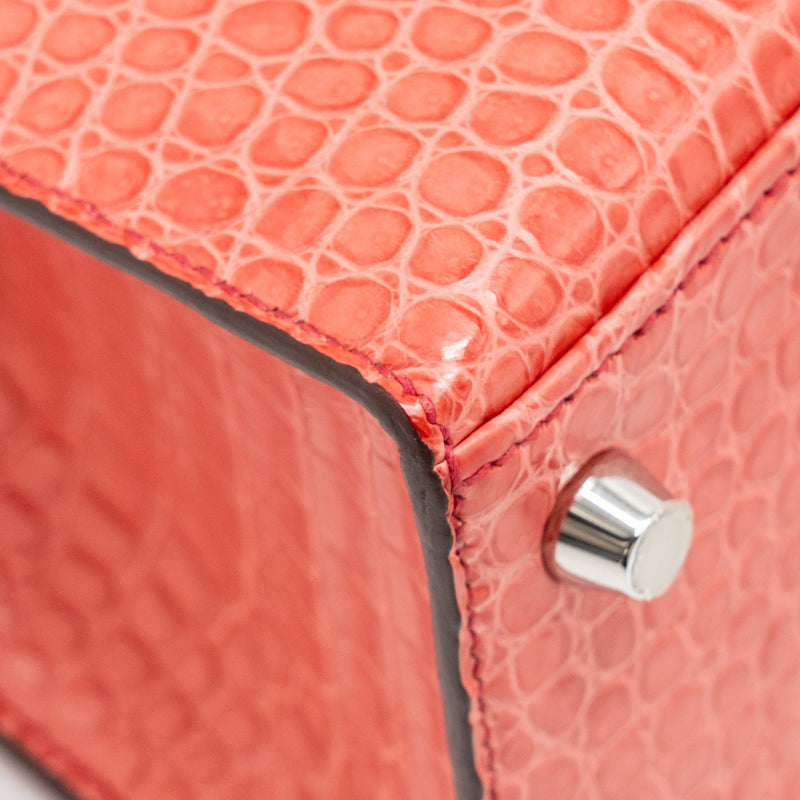 Hermes Kelly 25 Matt Crocodile Porous Bougainvillier SHW Stamp A