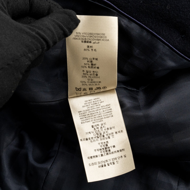 Burberry Size UK12 Detailed Button Trench Coat Virgin Wool/Cashmere Dark Blue
