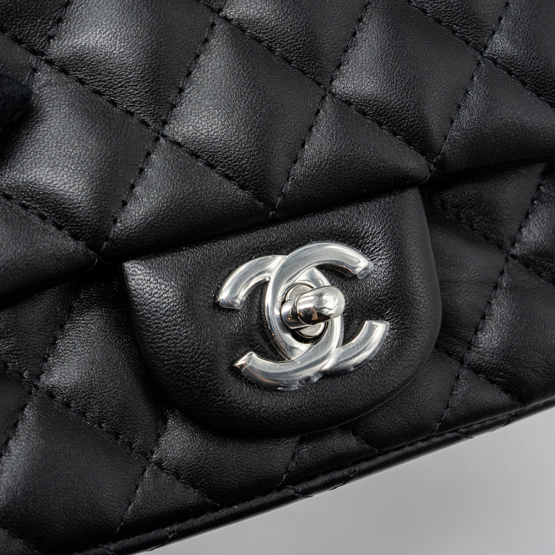 Chanel mini square flap bag lambskin Black SHW (microchip)