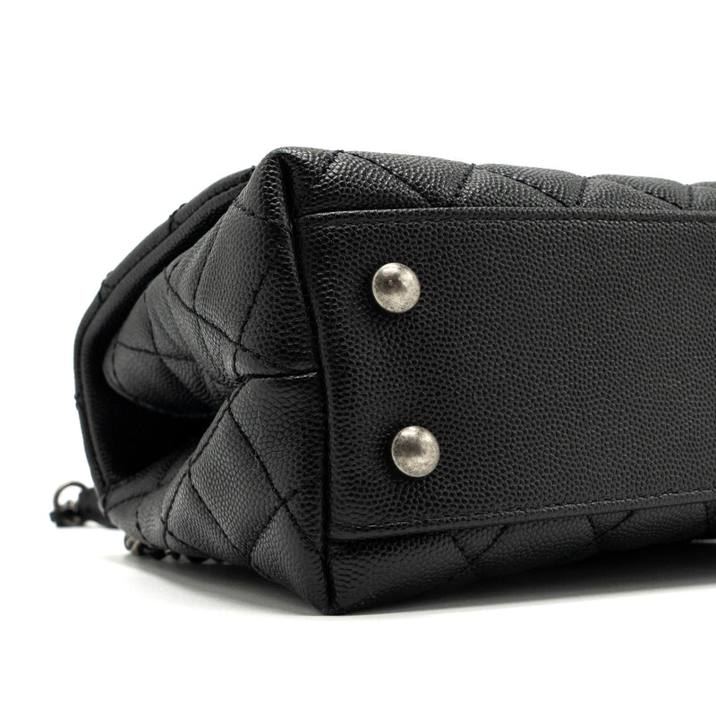 Chanel small coco handle caviar / lizard handle black ruthenium hardware