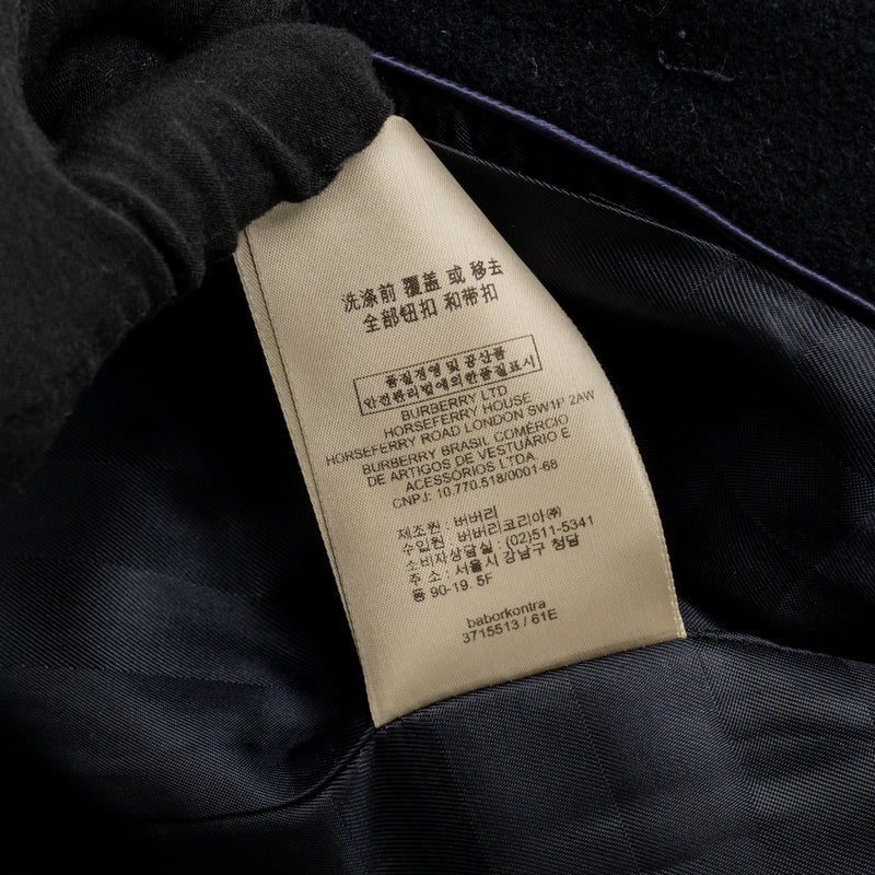 Burberry Size UK12 Detailed Button Trench Coat Virgin Wool/Cashmere Dark Blue