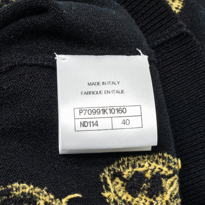 Chanel Size 40 21A Pullover sweater/CASHMERE Black/Gold