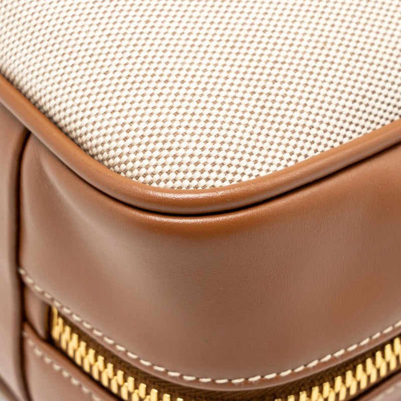Miu Miu Beau Bag canvas/ leather Beige/ Brandy GHW