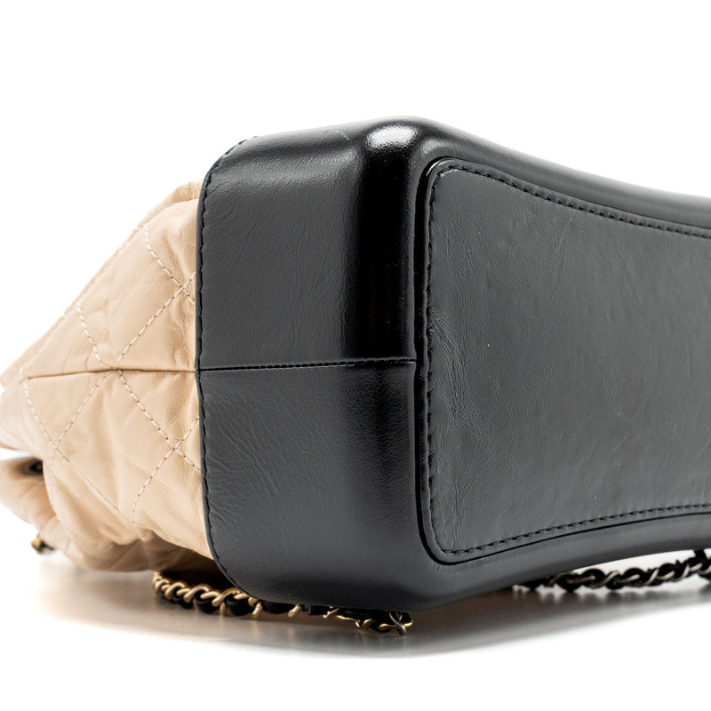 Chanel medium Gabrielle backpack aged calfskin beige/black Multicolour Hardware
