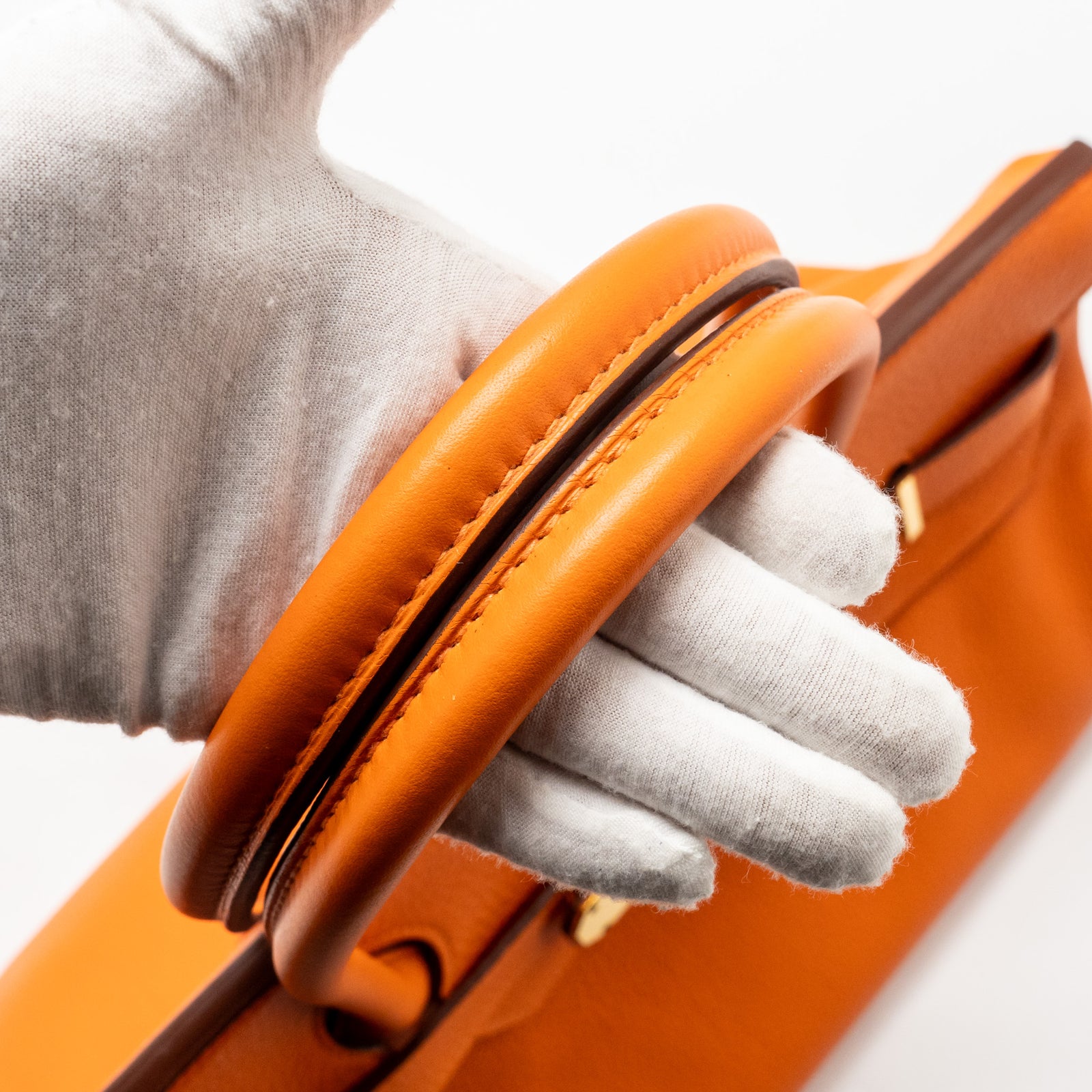 Hermes shoulder birkin 42 clemence orange SHW stamp square N Hermes shoulder birkin 42 clemence orange SHW stamp square N