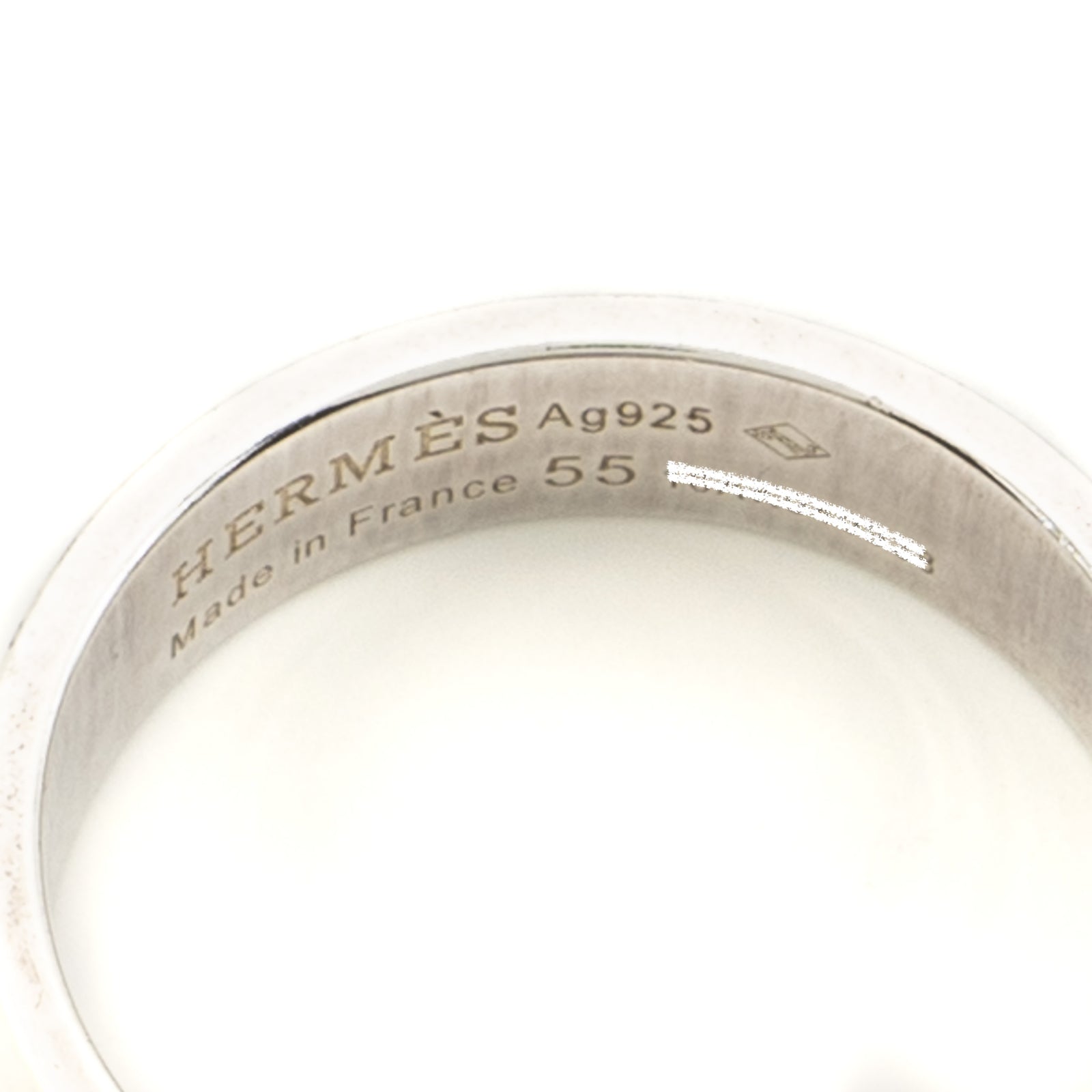 Hermes size 55 collier de Chien ring, small model silver 