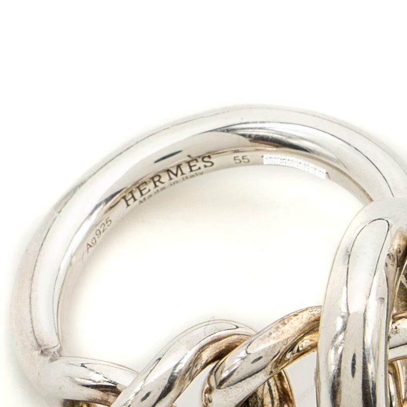 Hermes size 55 croisette ring, large model silver