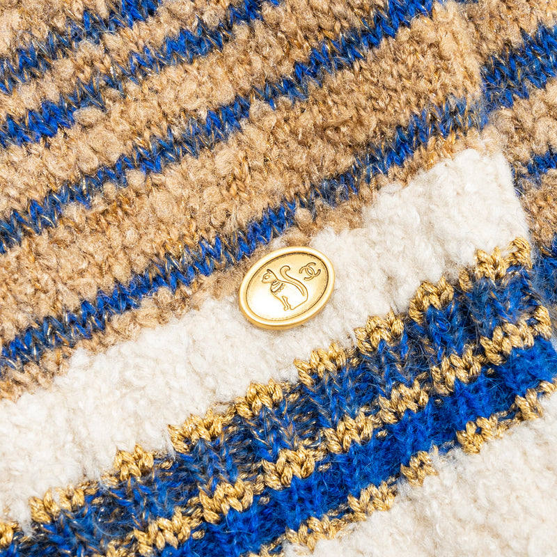 CHANEL SIZE 40 sweater silk/cashmere/Mohair Brown/Blue/Multicolour