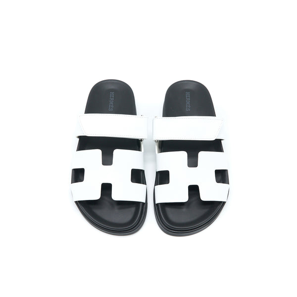 Hermes Size 36 Chypre Sandal Calfskin White/Black