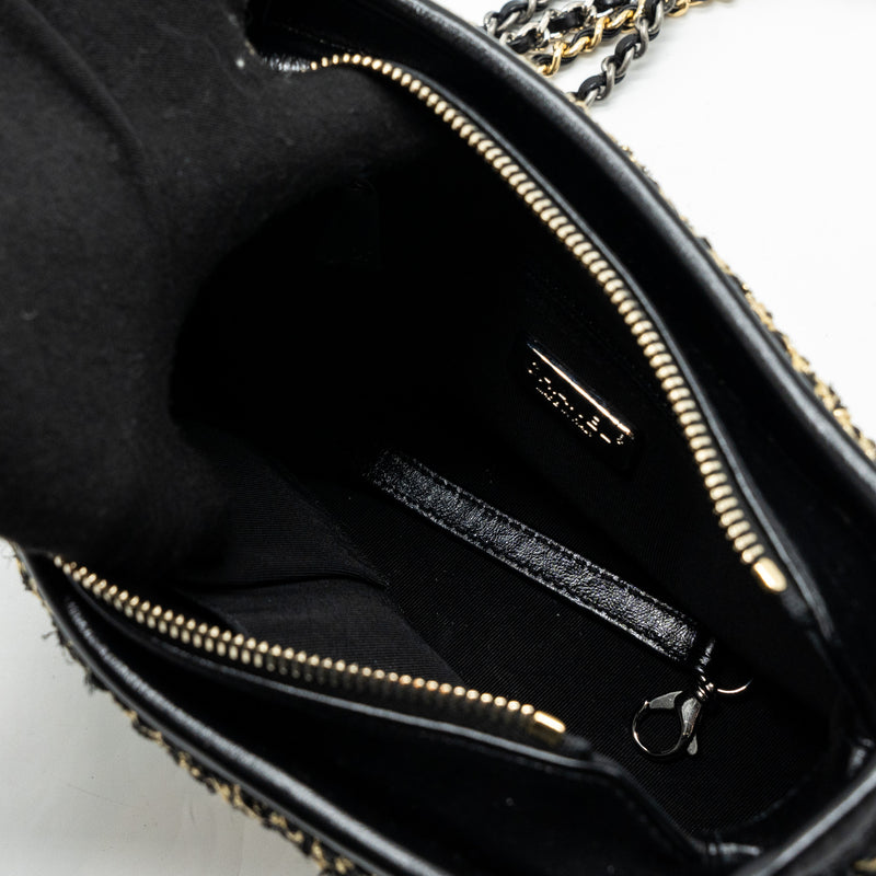 Chanel Small Gabrielle Hobo Bag Limited Edition Fabric/Calfskin black / Gold Multicolour Hardware