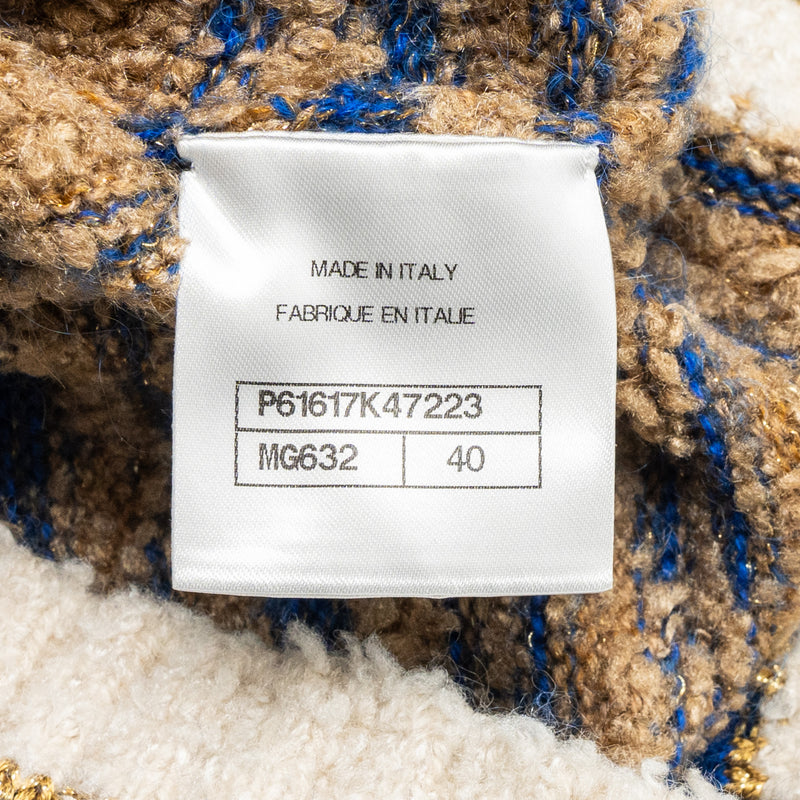 CHANEL SIZE 40 sweater silk/cashmere/Mohair Brown/Blue/Multicolour