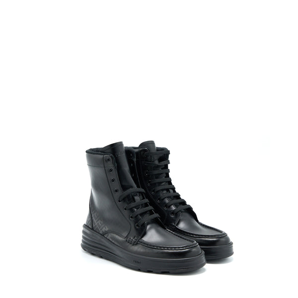Fendi Size 6 FF Print Boots Calfskin Black