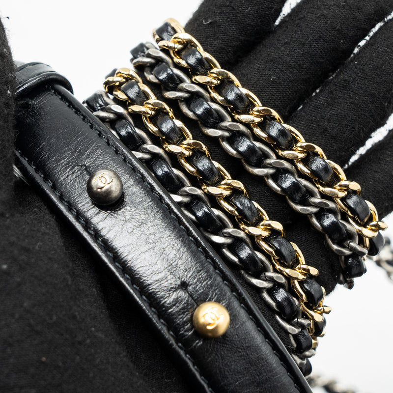 Chanel Small Gabrielle Hobo Bag Limited Edition Fabric/Calfskin black / Gold Multicolour Hardware