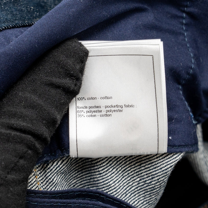 Chanel Size 40 CC Logo Washed Out Denim Jeans Cotton Dark Blue