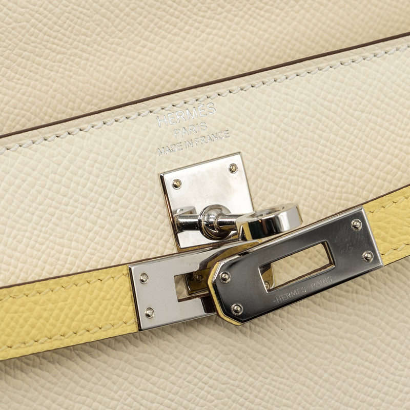 Hermes kelly 25 epsom nata / jaune poussin / sesame SHW stamp Z