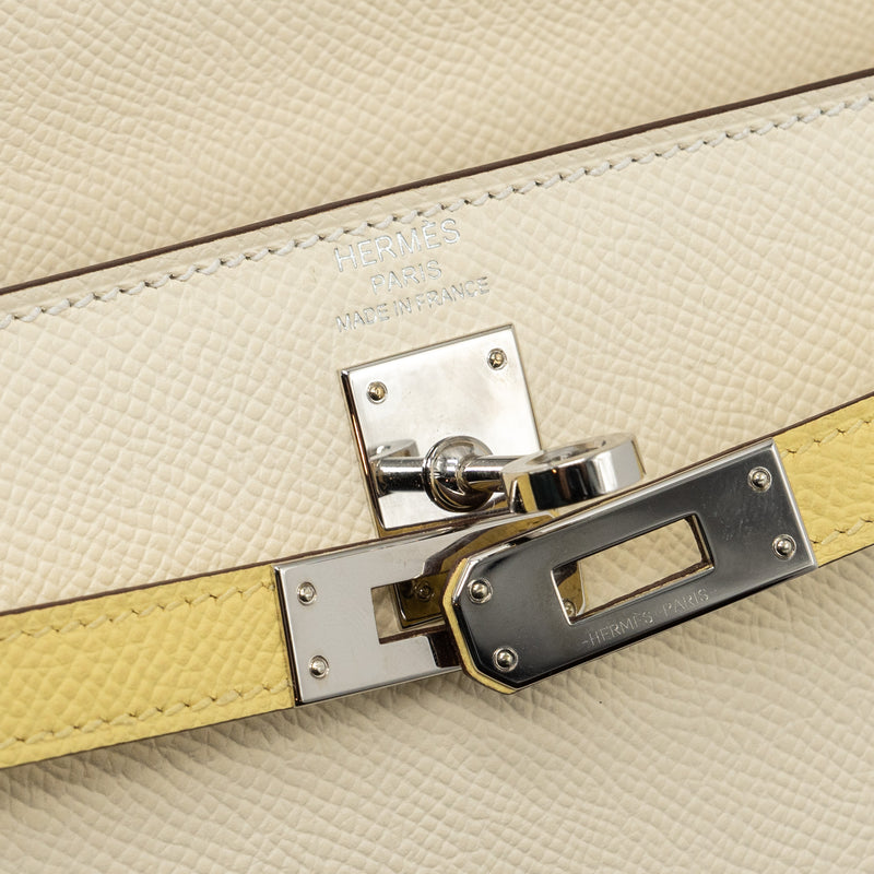 Hermes kelly 25 epsom nata / jaune poussin / sesame SHW stamp Z