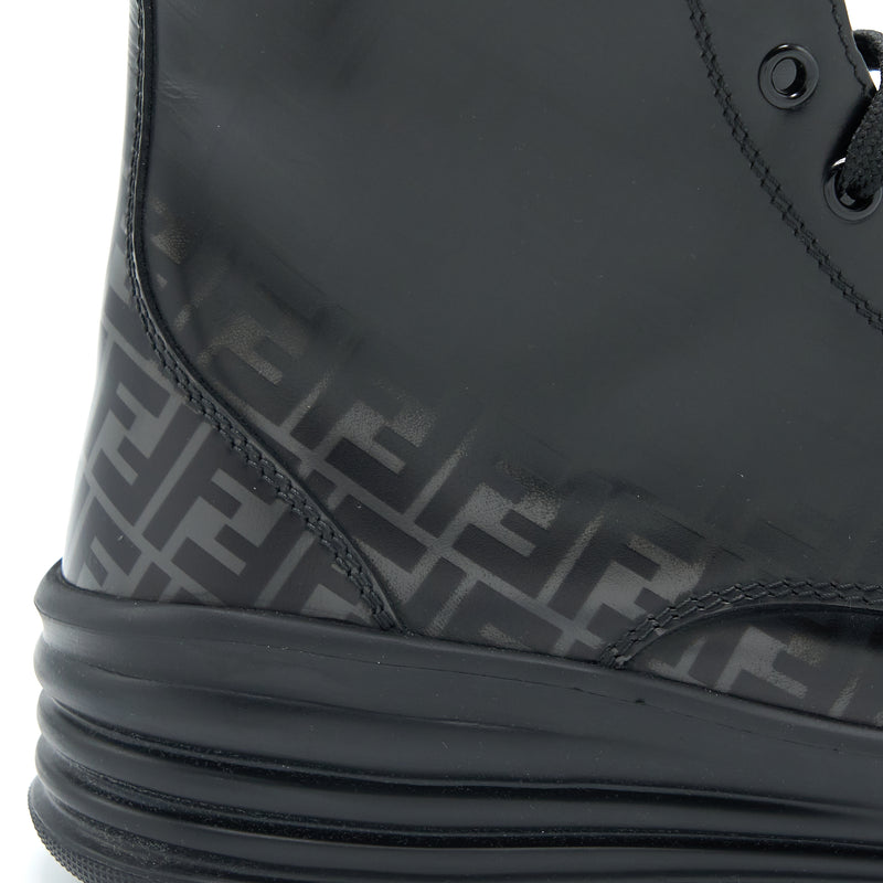 Fendi Size 6 FF Print Boots Calfskin Black