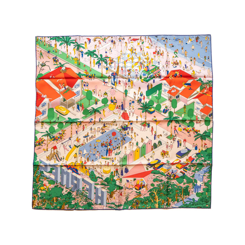 Hermes Silk Scarf 90x90CM On The Beach Multicolour
