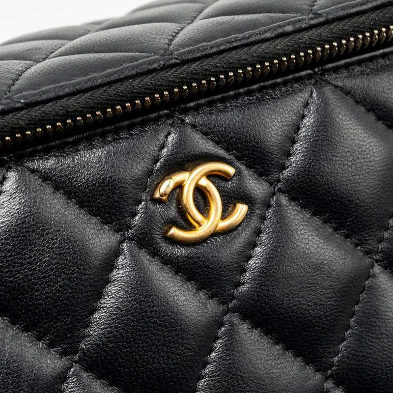 Chanel pearl crush long vanity with chain lambskin black GHW