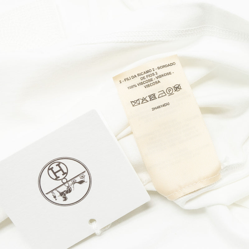 Hermes size 38 T-shirt droit poche brodée white