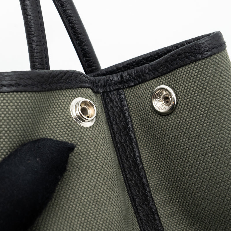 Hermes Garden Party 30 Toile Militaire/Negonda Vert De Gris/Black SHW Stamp U