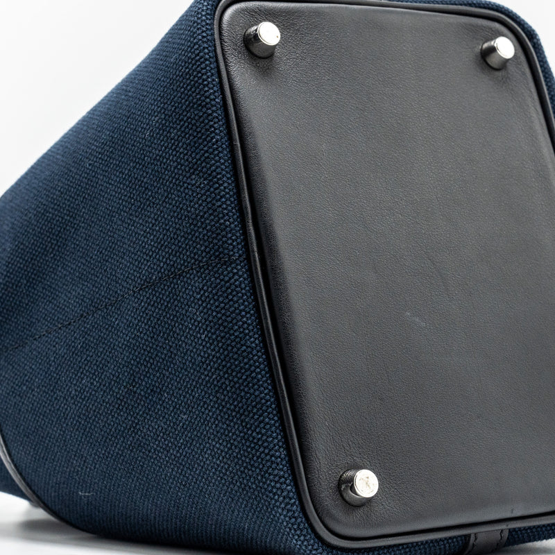 Hermes Picotin Cargo 18 Lock Bag Canvas/Swift Blue Marine/black SHW Stamp Z