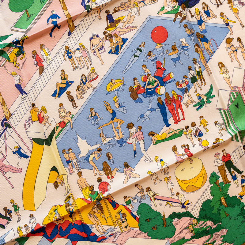Hermes Silk Scarf 90x90CM On The Beach Multicolour