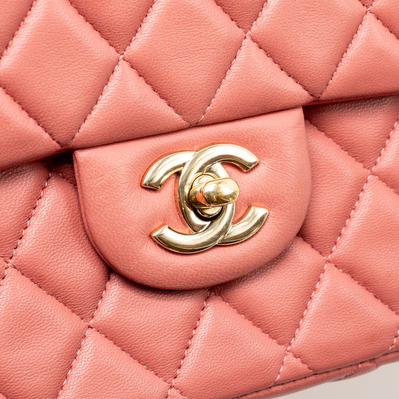 Chanel Charm chain quilted flap bag lambskin pink LGHW