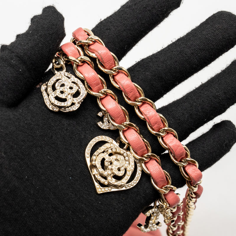 Chanel Charm chain quilted flap bag lambskin pink LGHW