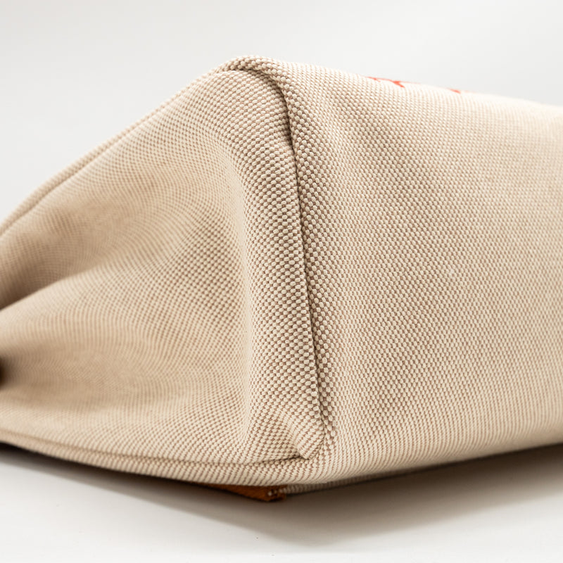 Hermes Herbag Zip 31 Pegase Pop Canvas/Hunter Capucine/Ecru-Beige/Nature SHW Stamp Z
