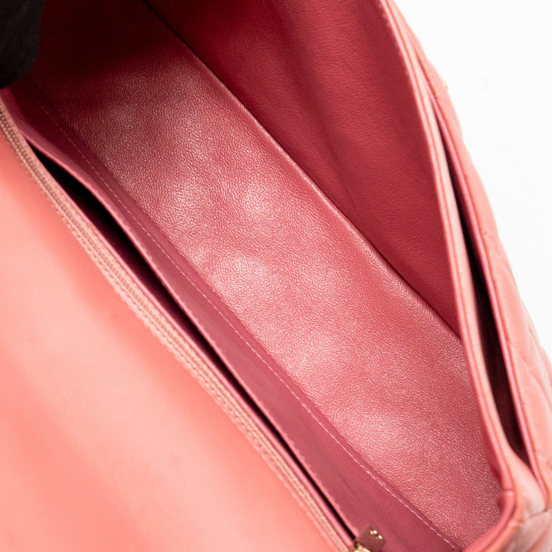 Chanel Charm chain quilted flap bag lambskin pink LGHW