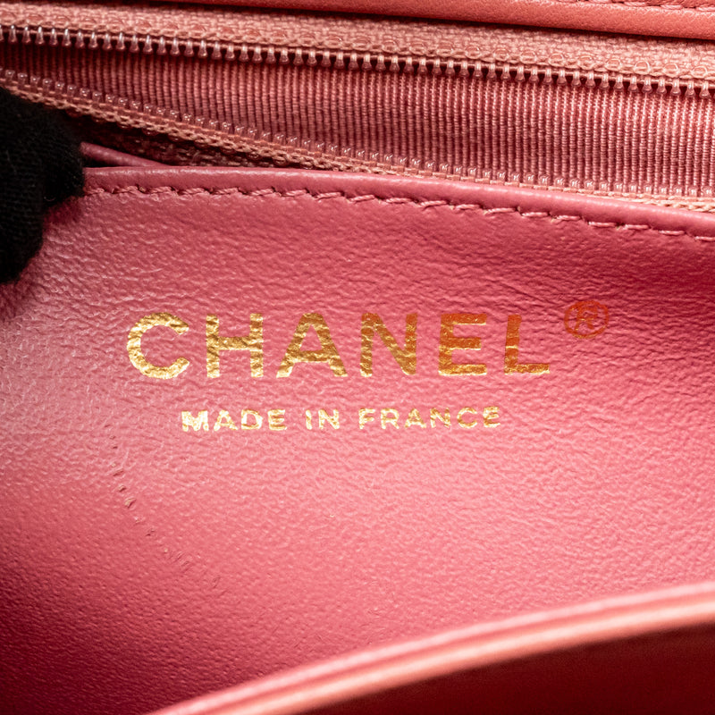 Chanel Charm chain quilted flap bag lambskin pink LGHW