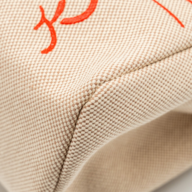 Hermes Herbag Zip 31 Pegase Pop Canvas/Hunter Capucine/Ecru-Beige/Nature SHW Stamp Z
