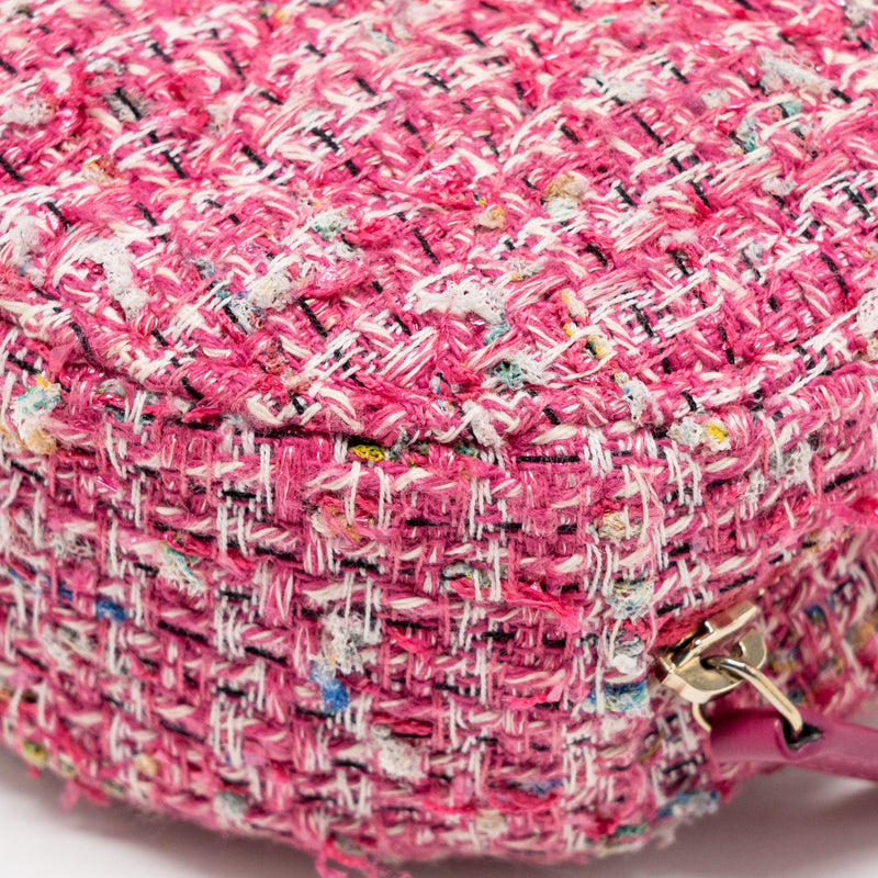 Chanel Round Clutch With Chain Tweed Pink/Multicolour LGHW