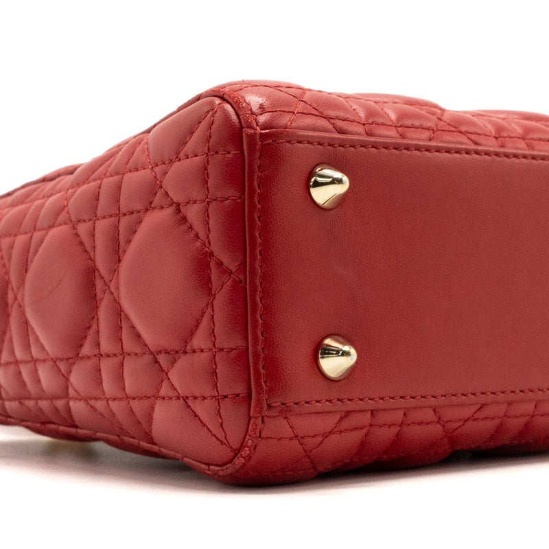 Dior small lady dior lambskin red with GHW