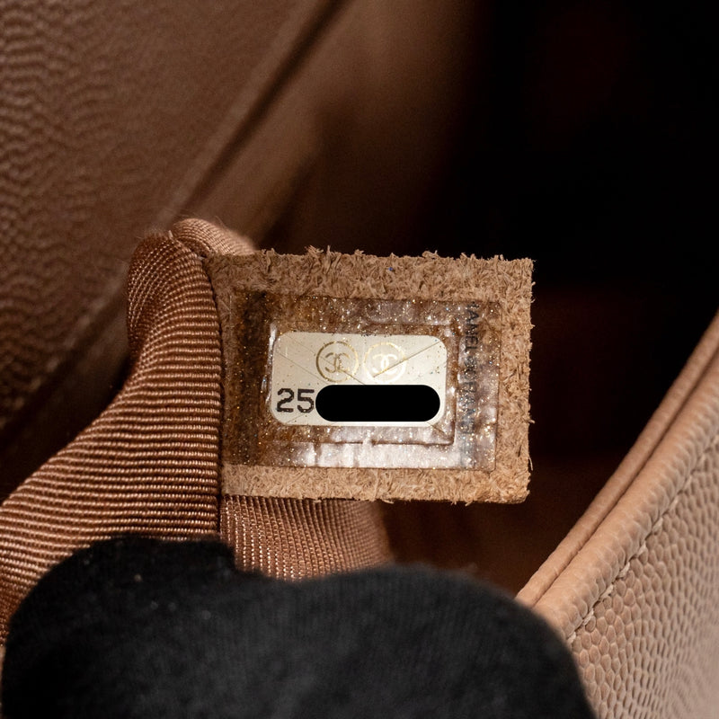 Chanel Medium Boy Bag Grained Calfskin Beige GHW