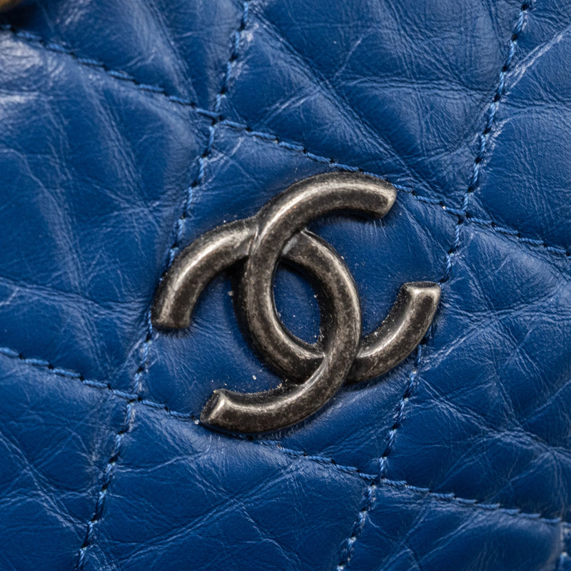Chanel Medium Gabrielle Backpack Aged Calfskin Blue Multicolour Hardware