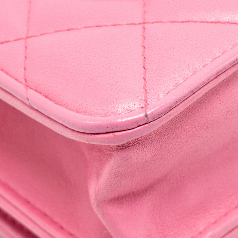 Chanel Classic Wallet on Chain Lambskin Pink SHW