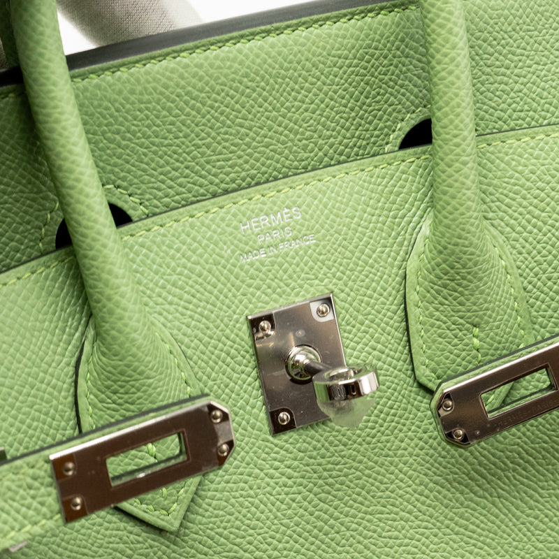 Hermes Birkin 25 Epsom Vert Criquet SHW Stamp Y