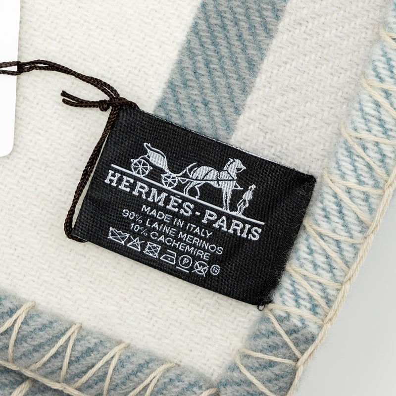 Hermes Ithaque Blanket Wool/Cashmere Gris/Perle